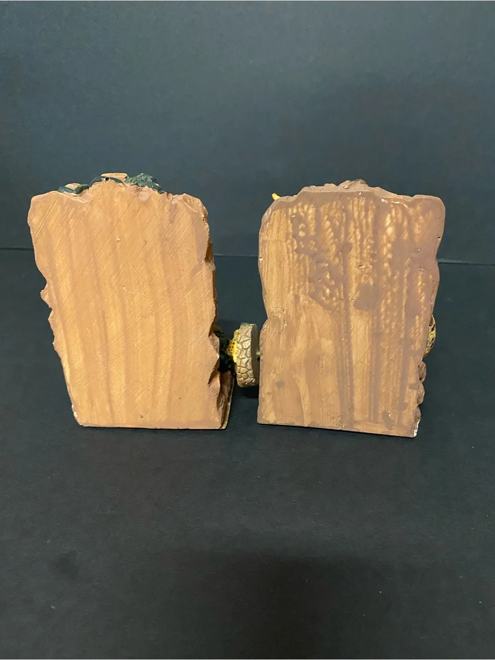 Vintage Wildlife Leopard Figurine with built in music box Bookends - Yellow